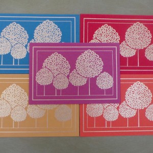 Gold Stamp Trees Card Set