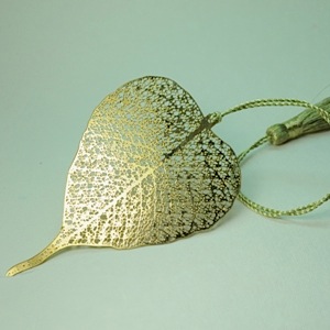 Peepal Leaf Brass Bookmark