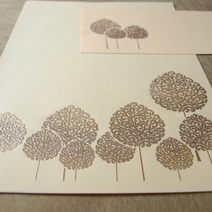 Gold Tree Stamp Writing Paper